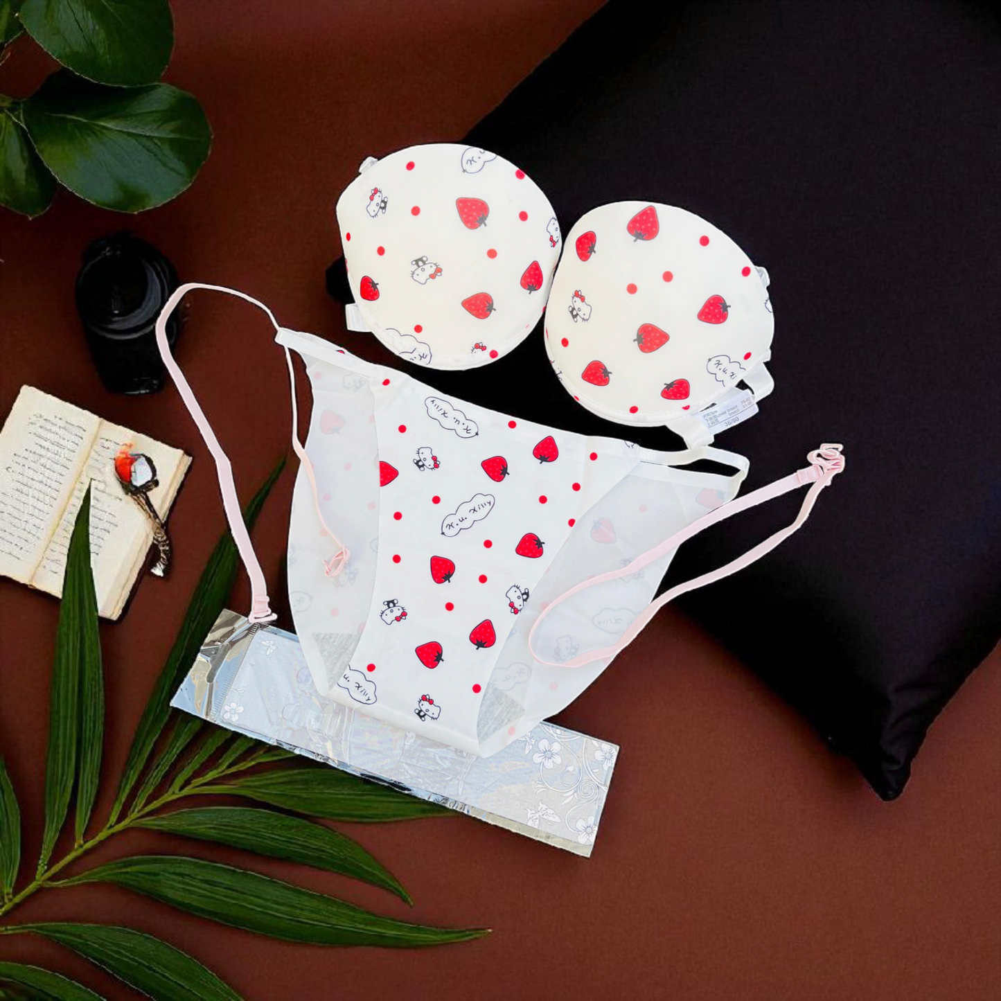 Front Open Double Padded Hello Kitty Premium Bra Set