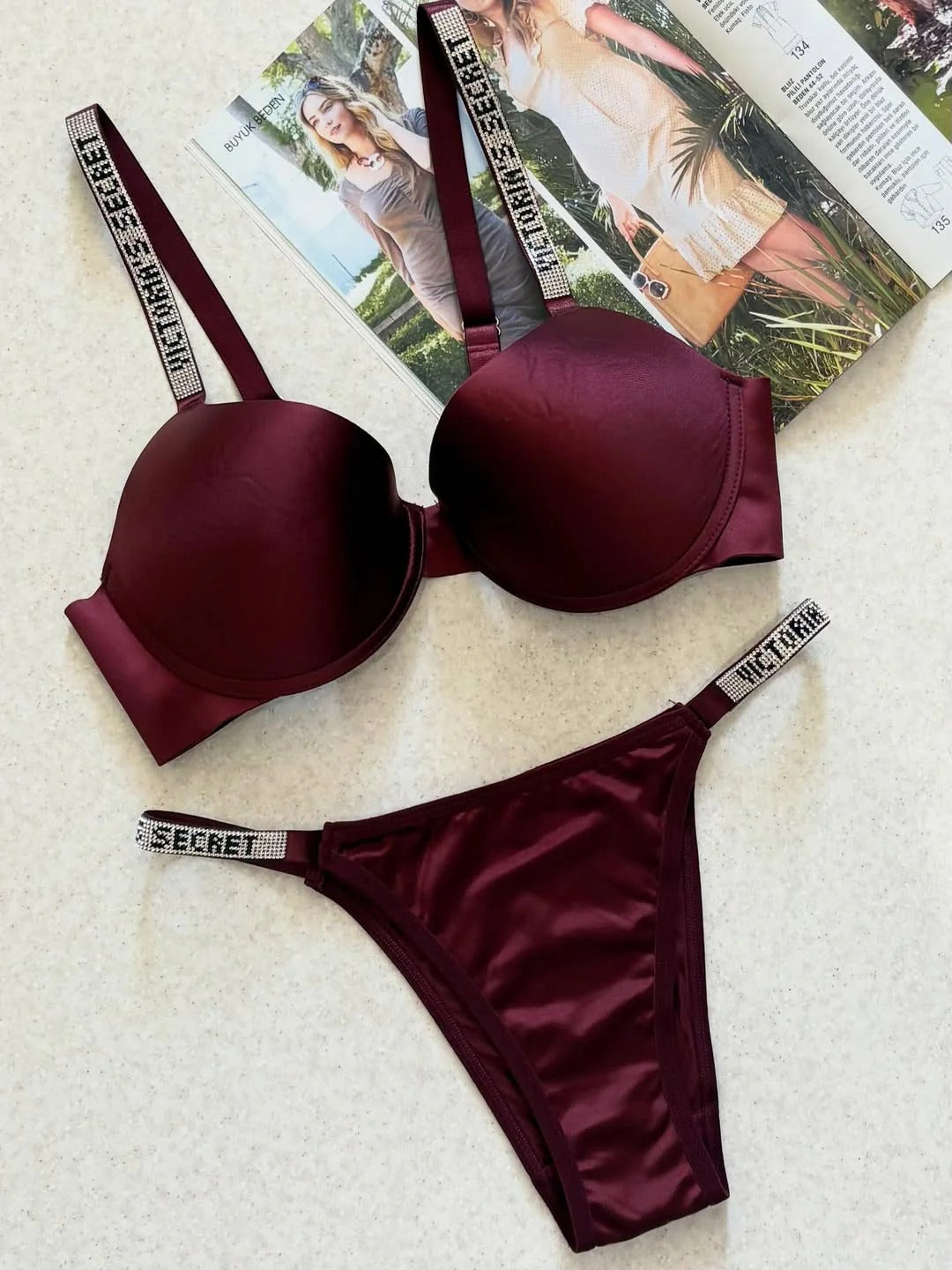 Victoria’s Secret Full Stone Bra Set – Brazzy Secret | Luxury Lingerie Set for Women | Premium Crystal Embellished Bra & Panty