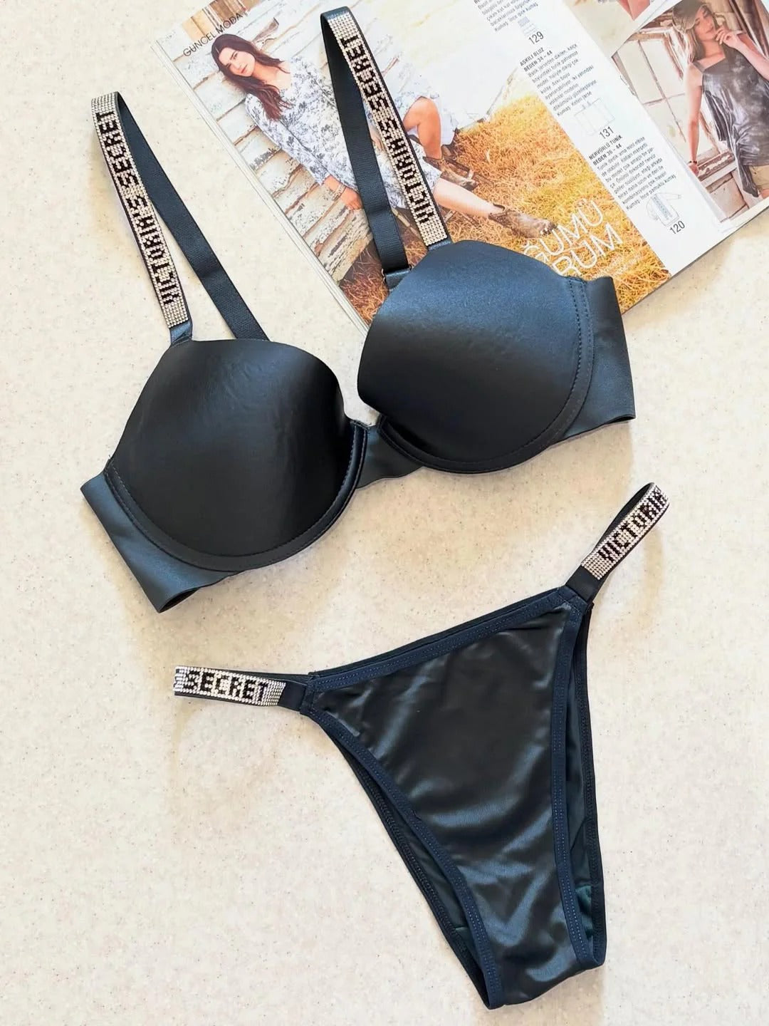 Victoria’s Secret Full Stone Bra Set – Brazzy Secret | Luxury Lingerie Set for Women | Premium Crystal Embellished Bra & Panty