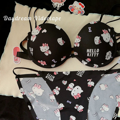 Front Open Double Padded Hello Kitty Premium Bra Set