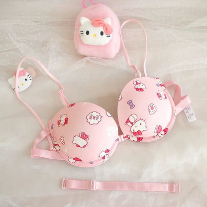 Front Open Double Padded Hello Kitty Premium Bra Set