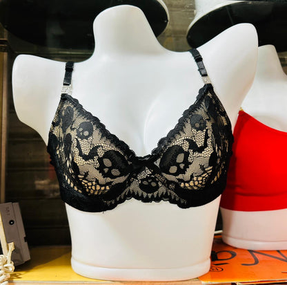 Black Fancy Net Bra – Sheer, Stylish & Comfortable Lingerie
