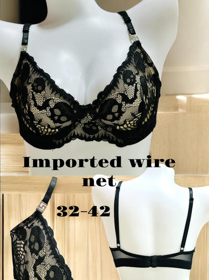 Black Fancy Net Bra – Sheer, Stylish & Comfortable Lingerie