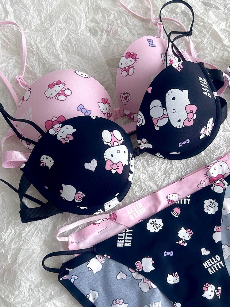 Front Open Double Padded Hello Kitty Premium Bra Set