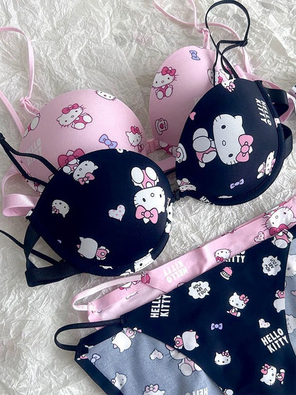 Front Open Double Padded Hello Kitty Premium Bra Set