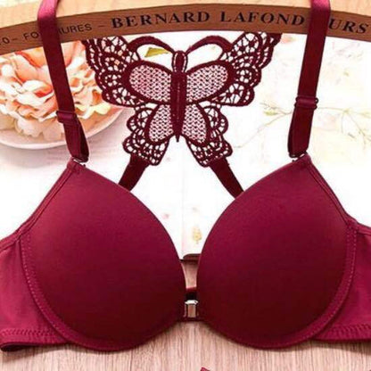 Brazzy-Front Open Double Padded Butterfly Bra & Panty Set