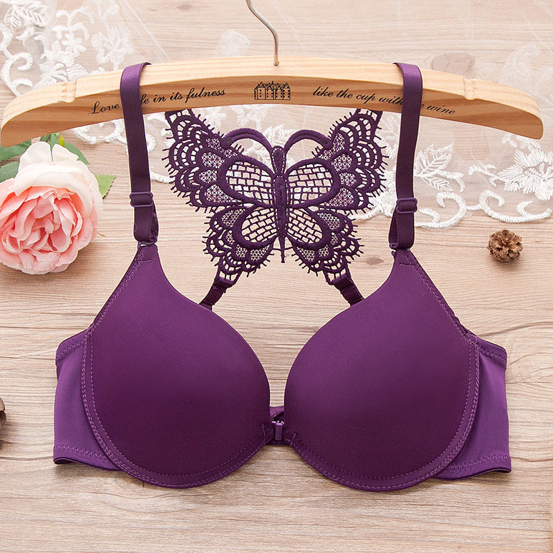 Brazzy-Front Open Double Padded Butterfly Bra & Panty Set
