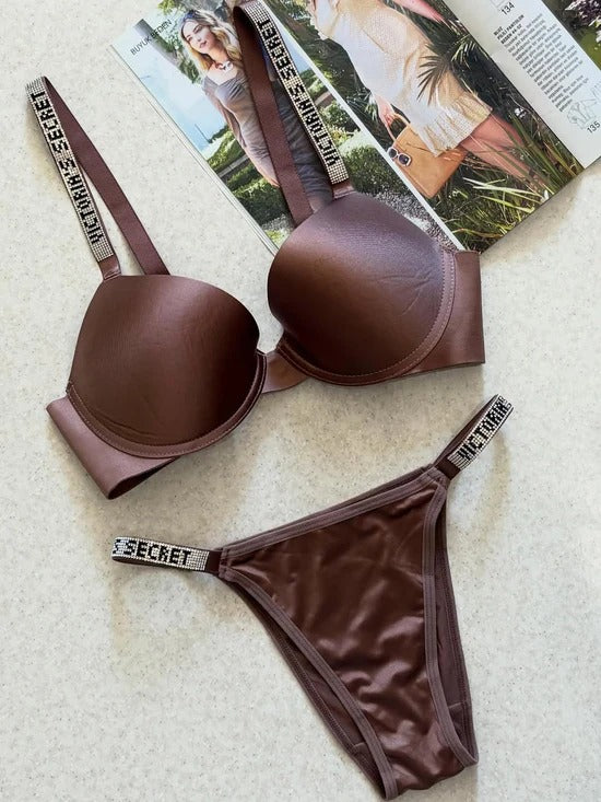 Victoria’s Secret Full Stone Bra Set – Brazzy Secret | Luxury Lingerie Set for Women | Premium Crystal Embellished Bra & Panty