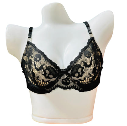Black Fancy Net Bra – Sheer, Stylish & Comfortable Lingerie